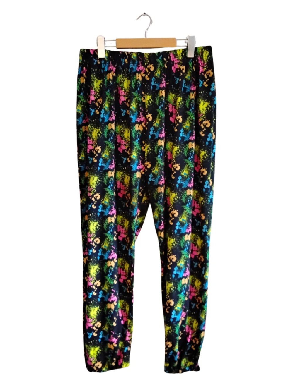 Black Neon Paint Splatter Parachute Pants – One Size EUC